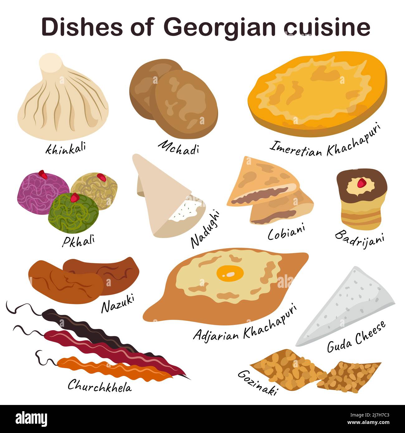 Allestito con cibo nazionale della Georgia Illustrazione Vettoriale