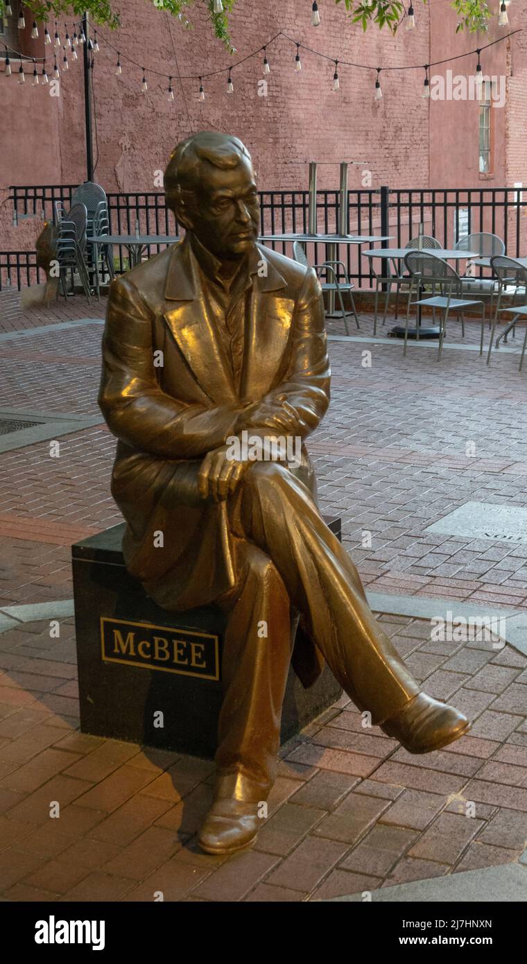 Statua di VARDry McBee nel centro di Greenville, South Carolina Foto Stock