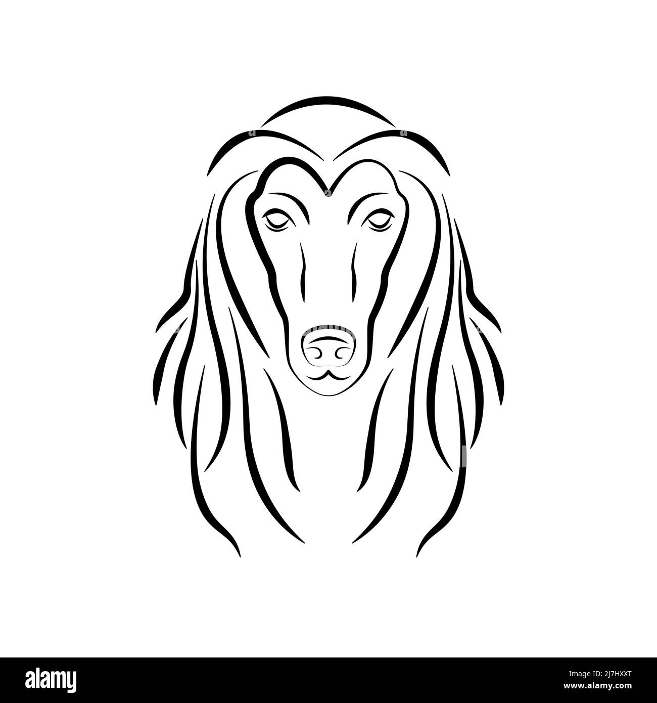 Hound afghano. Logo con bel cane da cane. Illustrazione Vettoriale