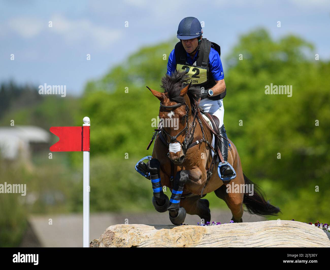 Prove a cavallo di badminton - Test cross-country - Badminton, Regno Unito. 07th maggio 2022. Phillip Dutton sulla Z durante il Cross Country Test al Badminton Horse Trials. Picture Credit : Credit: Mark Pain/Alamy Live News Foto Stock