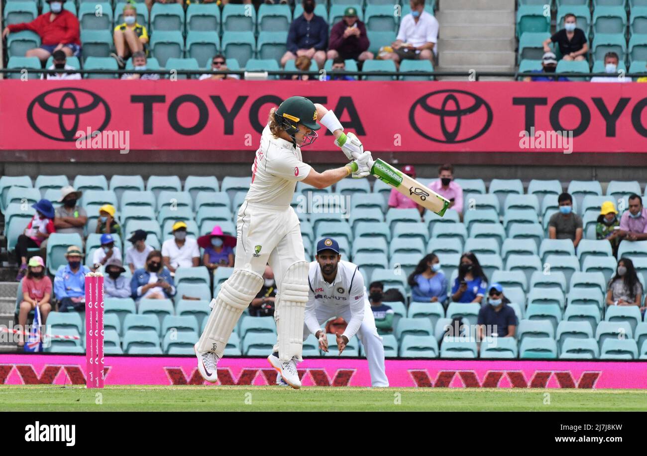 Will Pucovski ha fatto il suo esordio di prova per l'Australia nella terza prova contro l'India alla SCG. La pioggia ha interrotto il gioco dopo mezz'ora il primo giorno. In arrivo: Will Pucovski dove: Sydney, Australia quando: 07 Gen 2021 credito: WENN.com Foto Stock