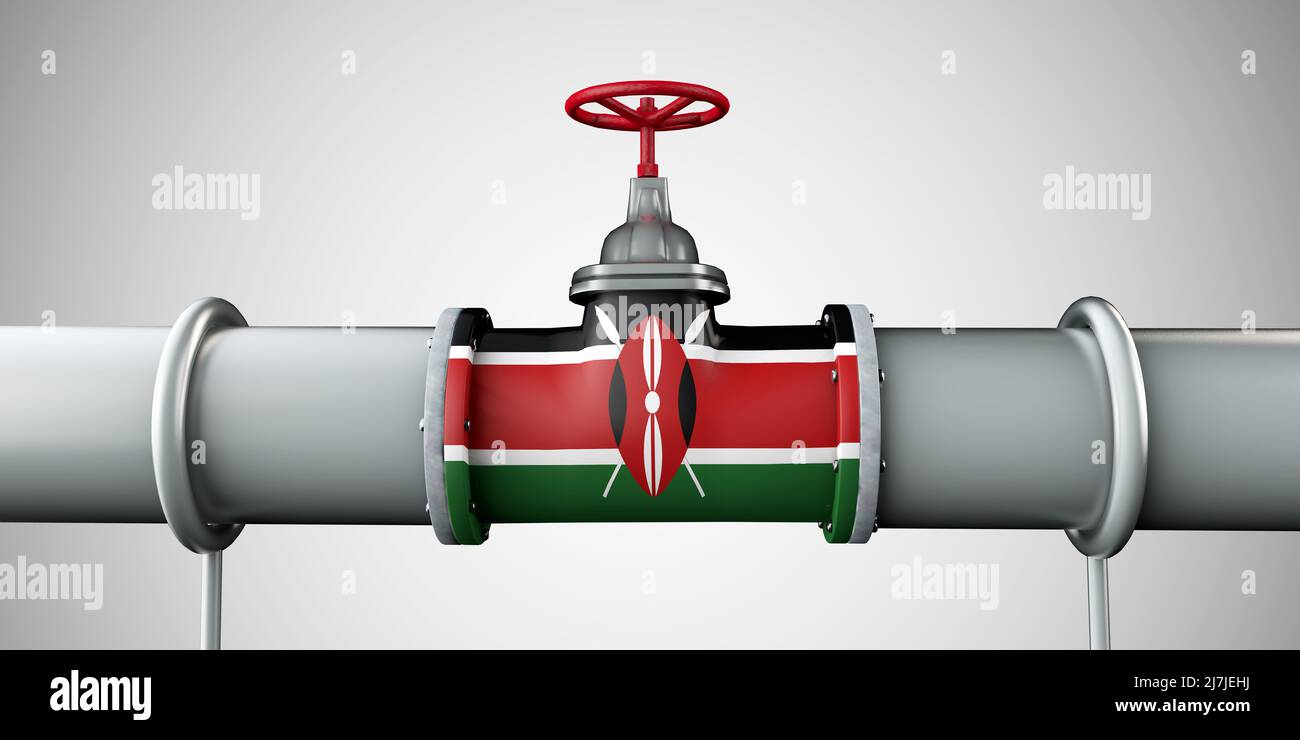 Oleodotto e gasdotto del Kenya. Concetto di industria petrolifera. 3D rendering Foto Stock