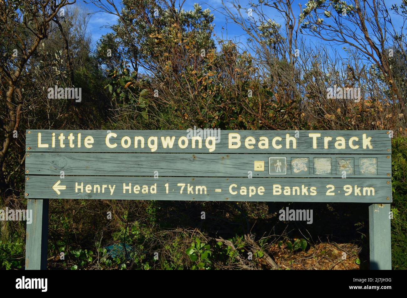 Un cartello sul Little Congwong Beach Track a la Perouse a Sydney, Australia Foto Stock