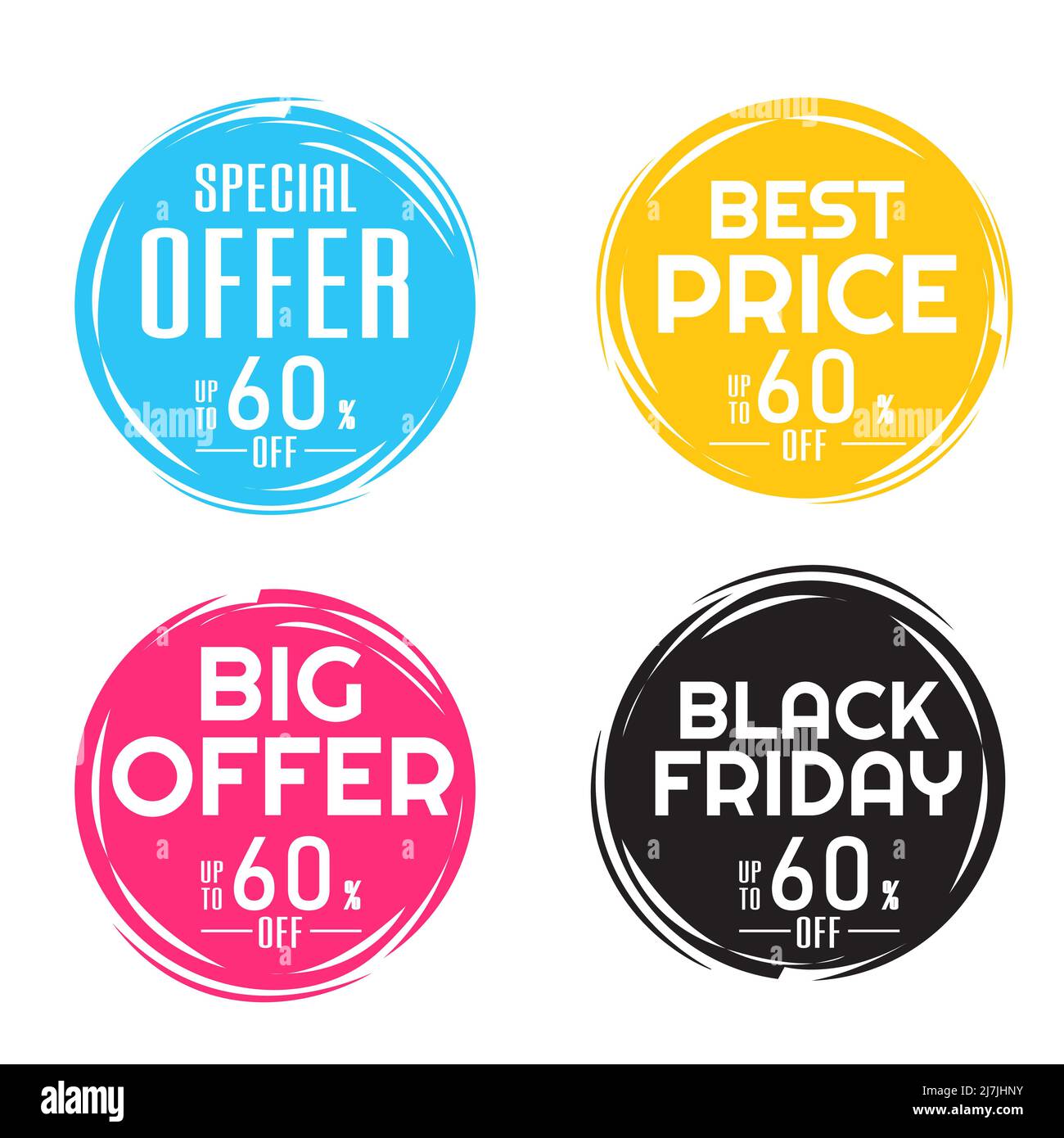 Miglior prezzo, Offerta Speciale , Black Friday , low price round bubbles tag design vettoriale Illustrazione Vettoriale