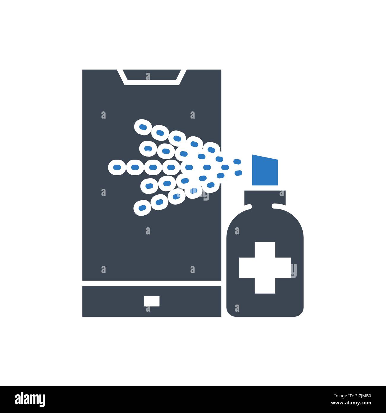 Icona del glifo vettoriale relativo alla disinfezione dello smartphone Illustrazione Vettoriale