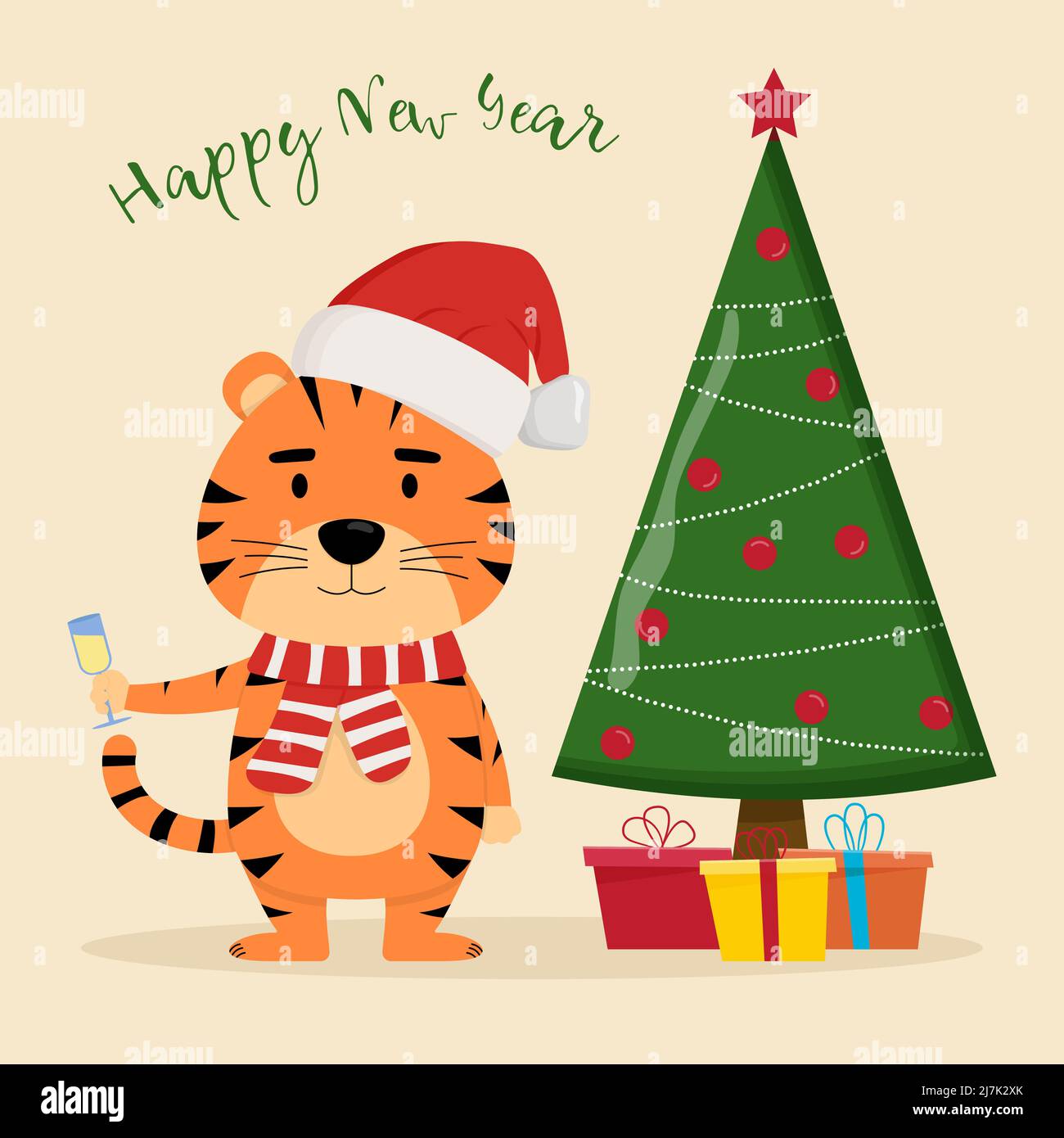 Buono felice anno cinese. Anno della tigre Illustrazione Vettoriale