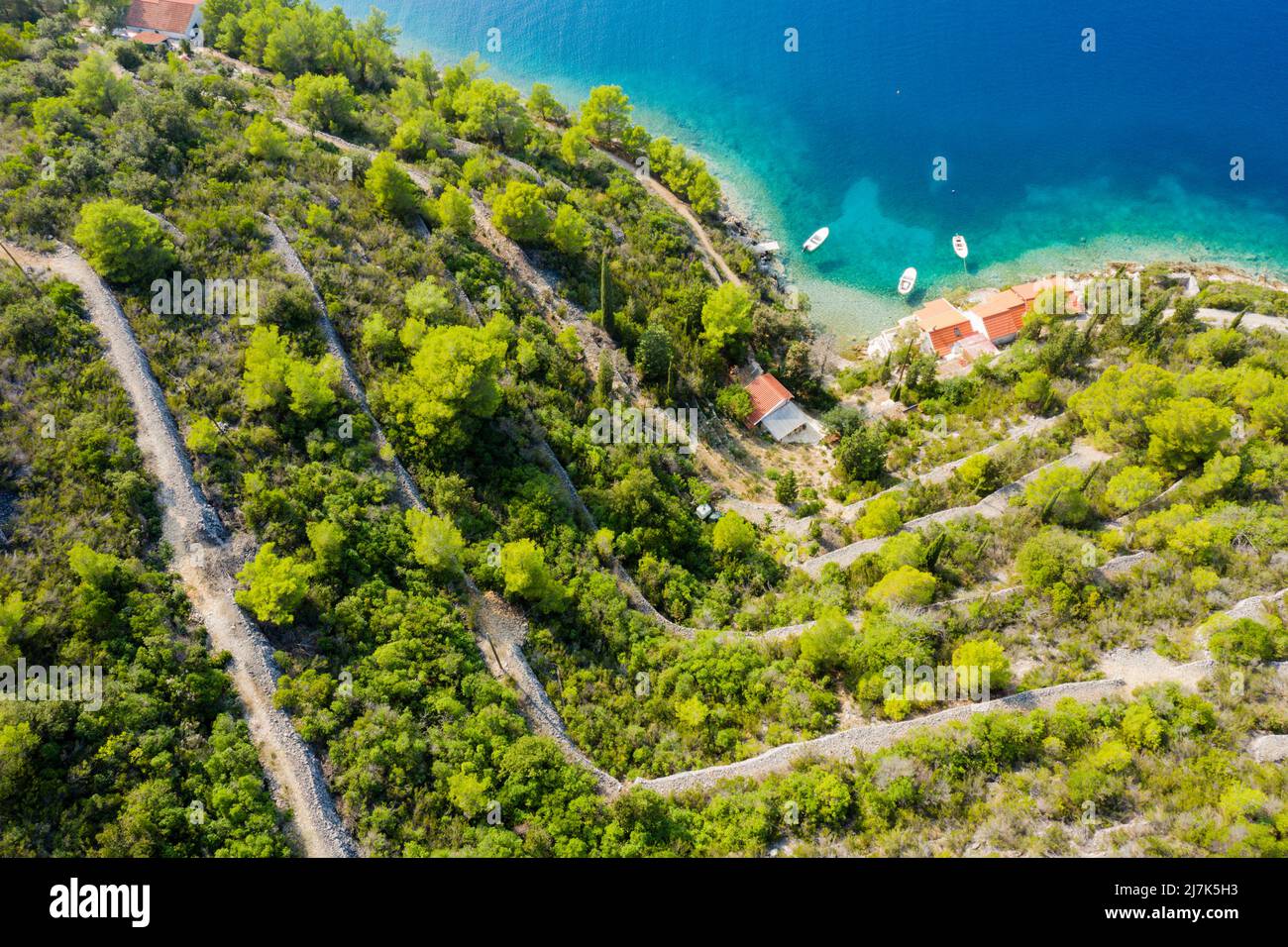 A sud dell'isola di Vis, Mar Mediterraneo, Croazia Foto Stock