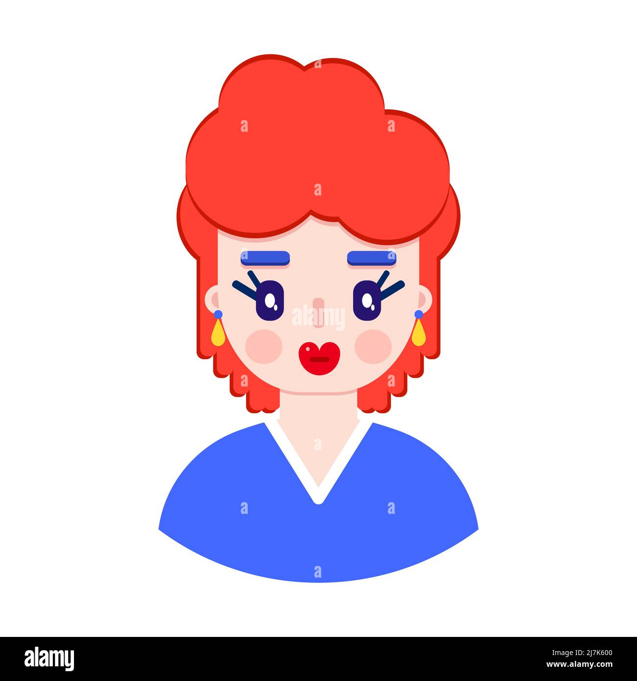 Faccia femmina in stile piatto Illustrazione Vettoriale