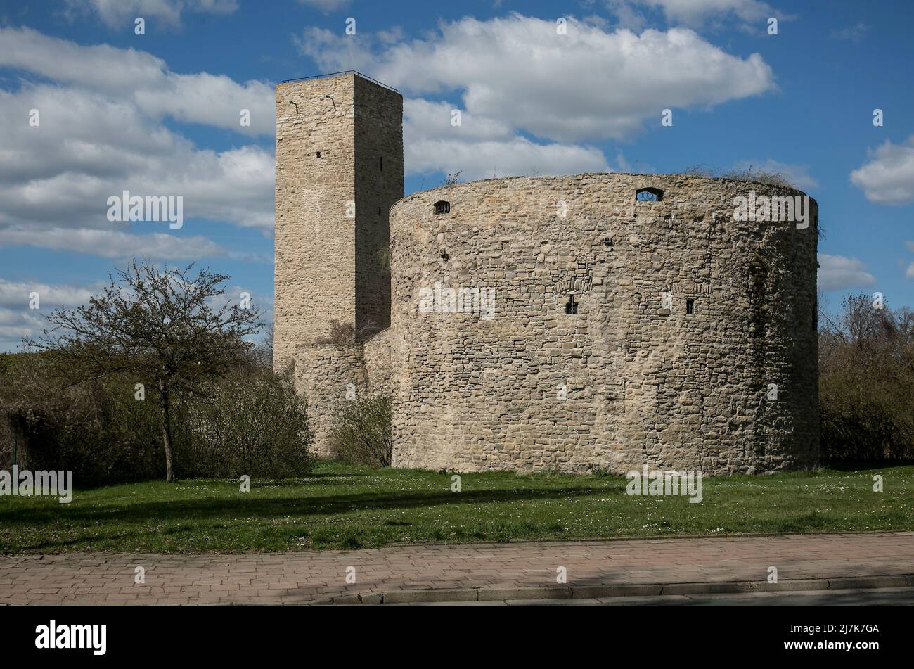 staßfurt Sachsen-Anhalt Stadtbefestigung Bildnr 1345 südöstliches Eckrondell und Mauerturm 15 JH Foto Stock