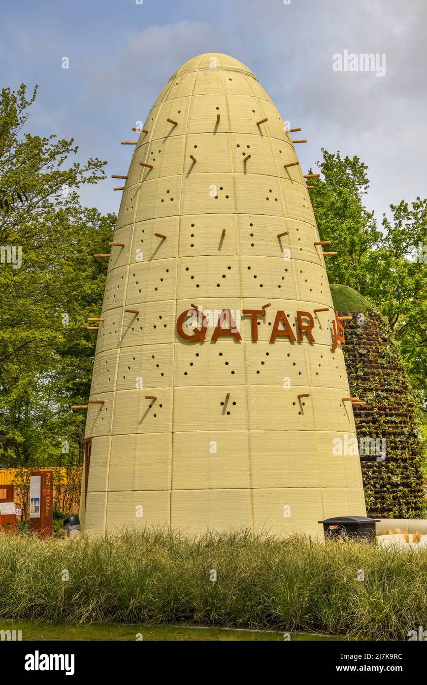 Almere, Paesi Bassi, maggio 2021. Desert Nest, il padiglione del Qatar al Floriade Expo. Foto di alta qualità Foto Stock
