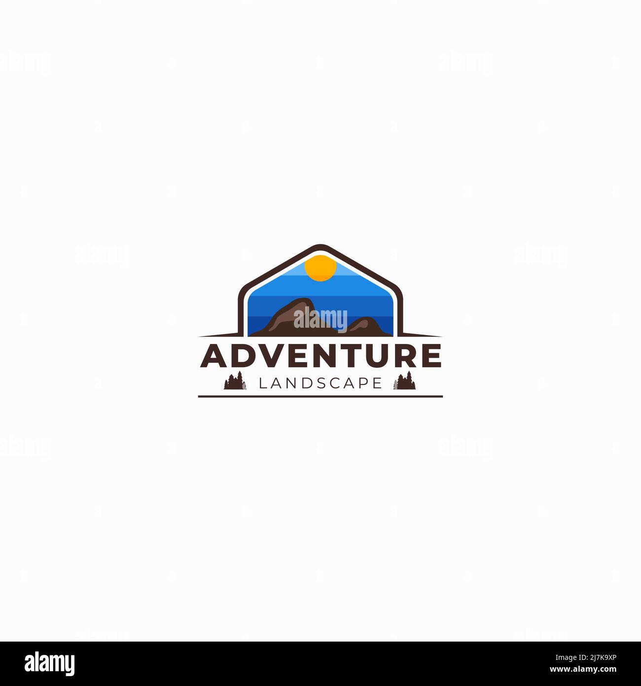 Logo Mountain design, avventura all'aperto. Grafica vettoriale per t-shirt e altri usi. Illustrazione Vettoriale