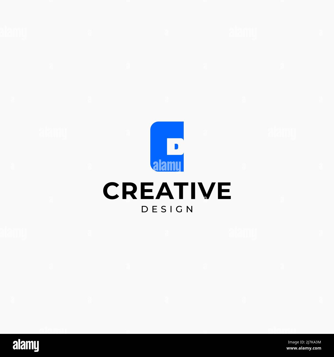 Semplice logo design lettera C e D in spazio negativo Illustrazione Vettoriale