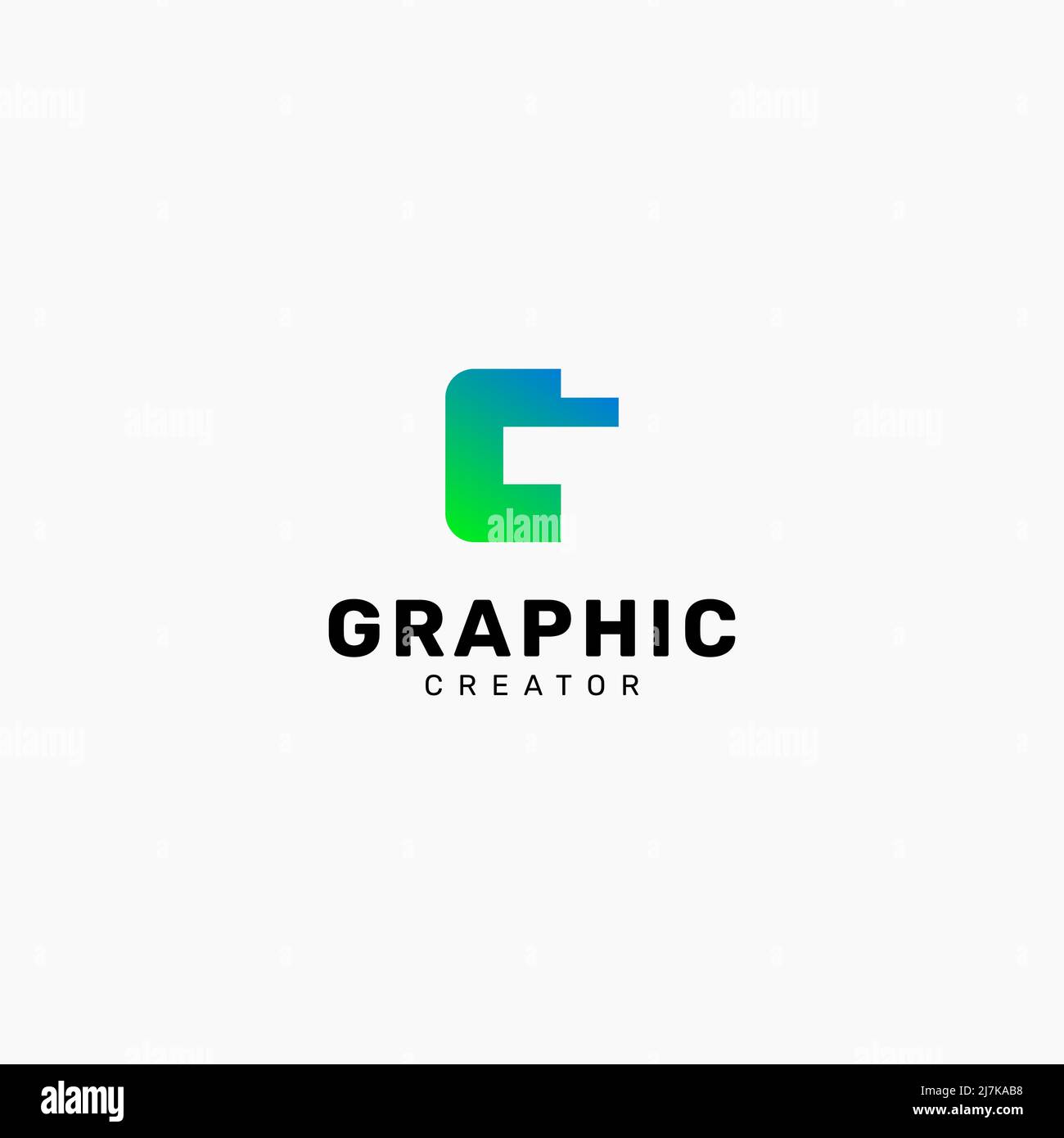 Logo astratto disegno lettera C e lettera G in spazio negativo Illustrazione Vettoriale