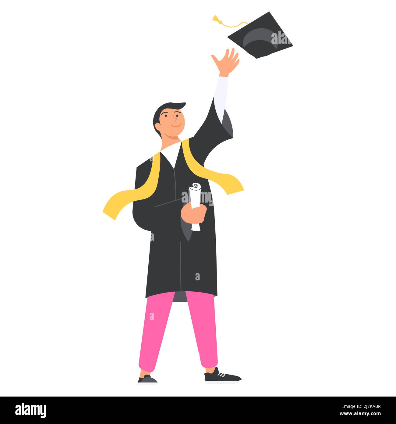 Uomo laureato in abito accademico e cappello quadrato Illustrazione Vettoriale
