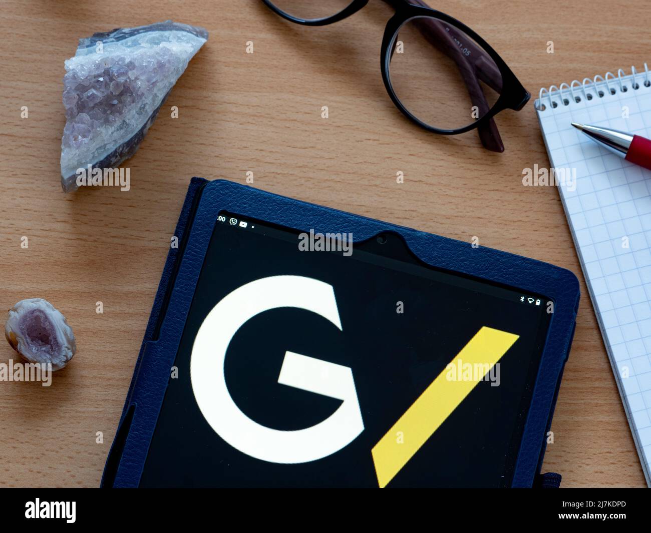 In questa foto illustrazione GV, precedentemente Google Ventures di proprietà di Alphabet Inc. Logo visto su un tablet Foto Stock