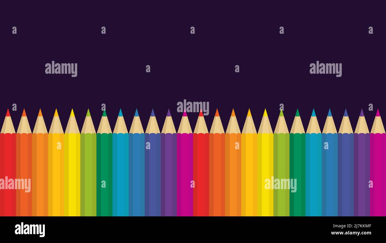 Banner con matite a colori. Tavolozza di colori creativa. Illustrazione Vettoriale