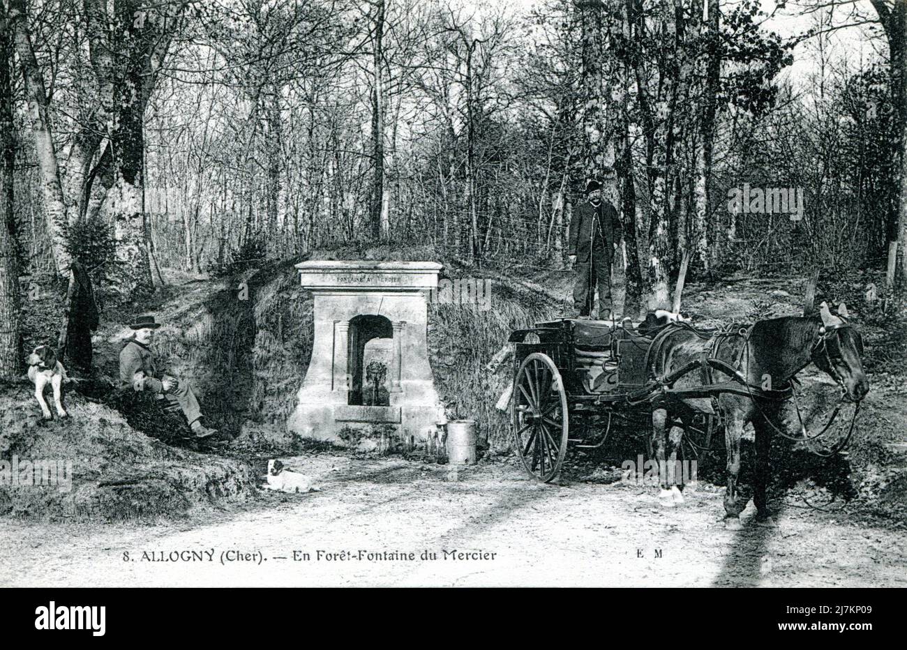 Allogny, fontaine du Mercier Dipartimento: 18 - Cher Regione: Centre-Val de Loire (ex Centre region) cartolina d'epoca, fine 19th - inizio 20th secolo Foto Stock