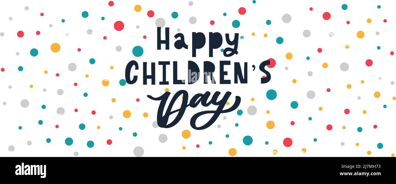 Buon giorno dei bambini. Frase vacanza. Lettere vettoriali disegnate a mano Illustrazione Vettoriale