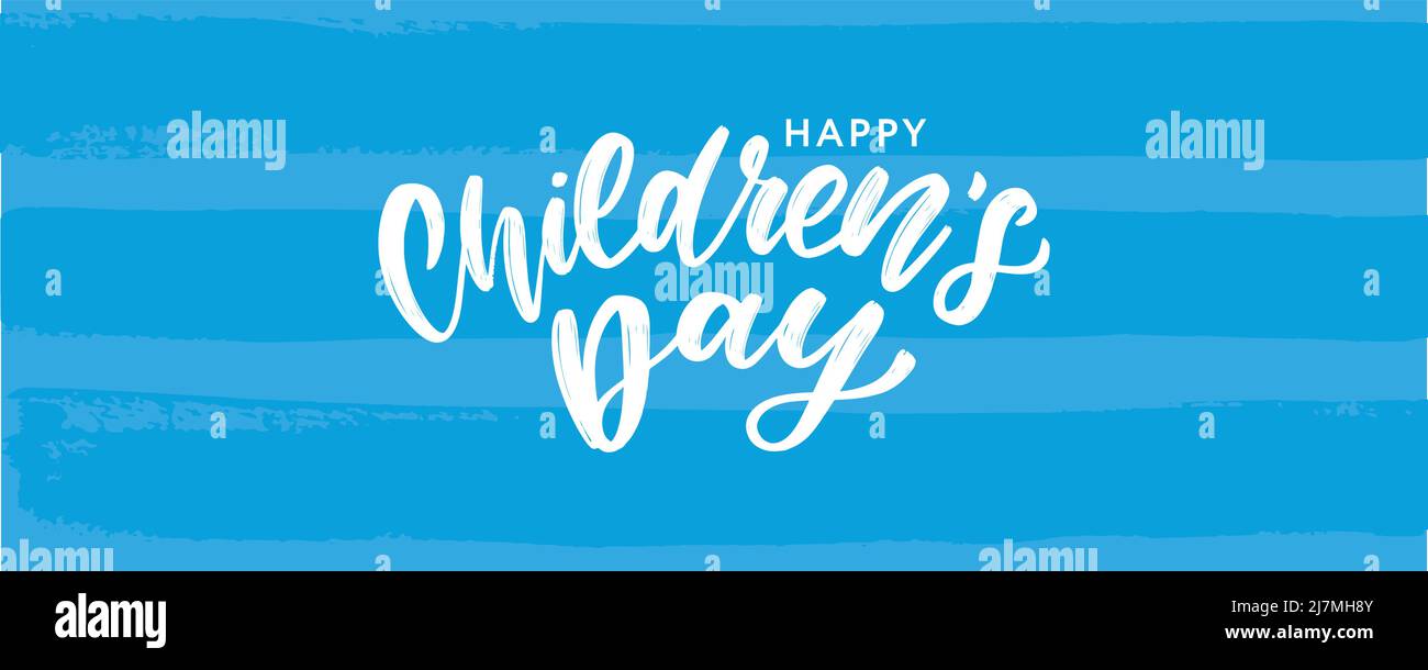 Buon giorno dei bambini. Frase vacanza. Lettere vettoriali disegnate a mano Illustrazione Vettoriale