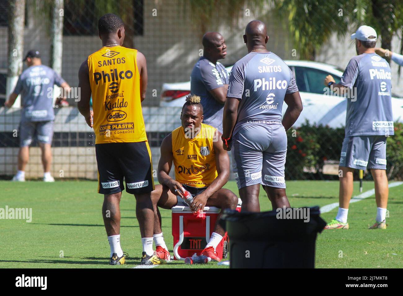 SP - Santos - 05/10/2022 - SANTOS FC, ALLENAMENTO - Jhojan Julio Santos durante l'allenamento al CT Rei Pele Training Center. Foto: Fernanda Luz/AGIF/Sipa USA Foto Stock