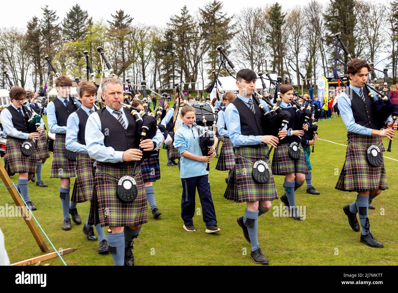 Scottish Pipe Band Gordonstoun School Scozia Foto Stock