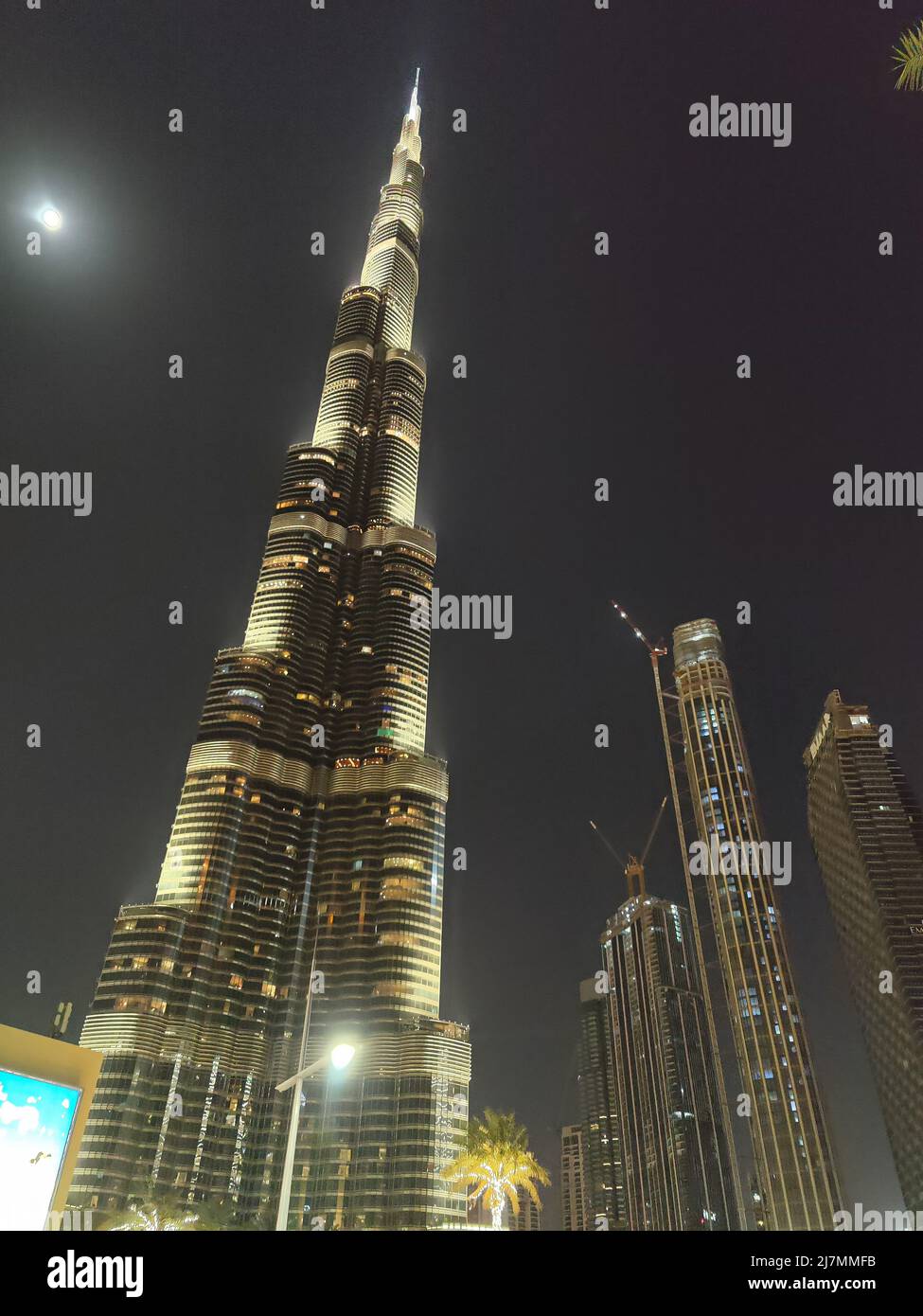 Il Burj Khalifa di notte, Dubai Foto Stock