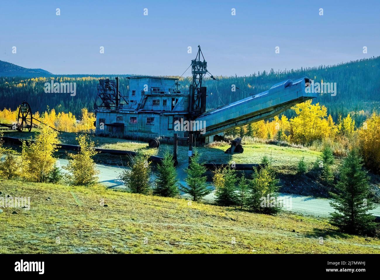 Draga mineraria d'oro in Chicken, Alaska Foto Stock