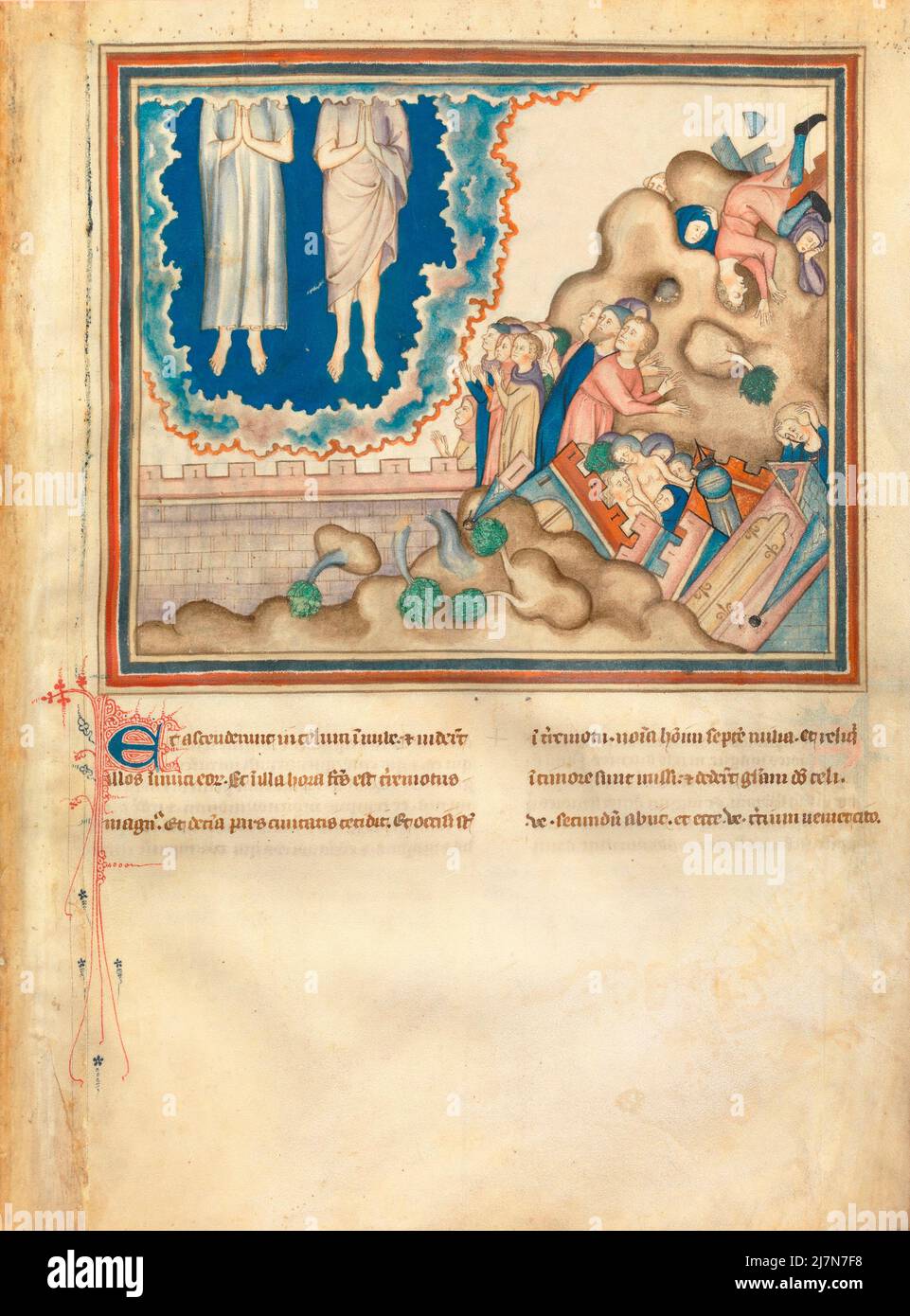 L'Apocalisse dei Chiostri ca. 1330 - l'Apocalisse, o Libro dell'Apocalisse, Giovanni evangelista, durante il suo esilio nell'isola greca di Patmos. In questa immagine - i testimoni Ascend; il secondo guaio Foto Stock