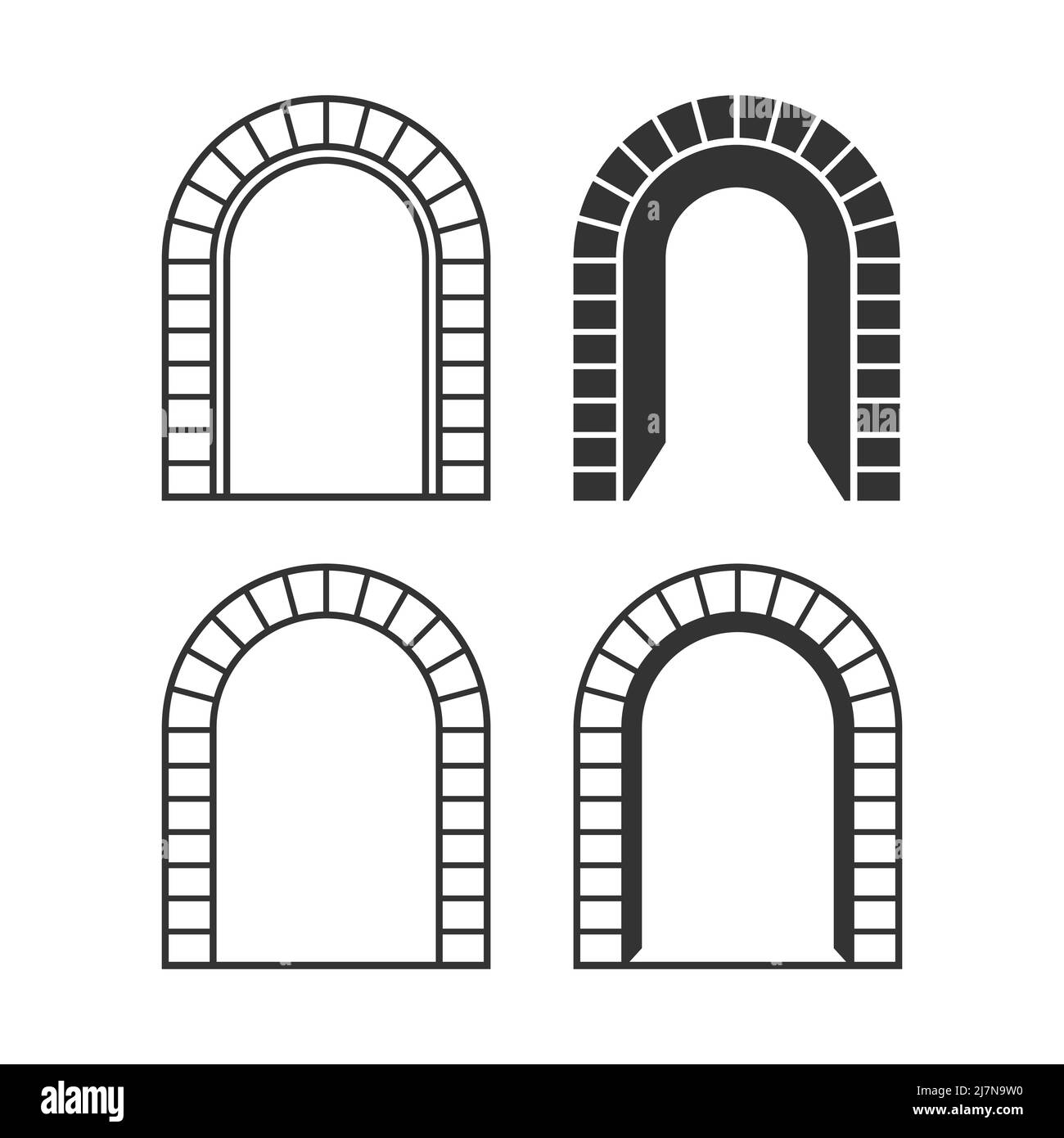 Set vettoriale di archi in pietra Illustrazione Vettoriale
