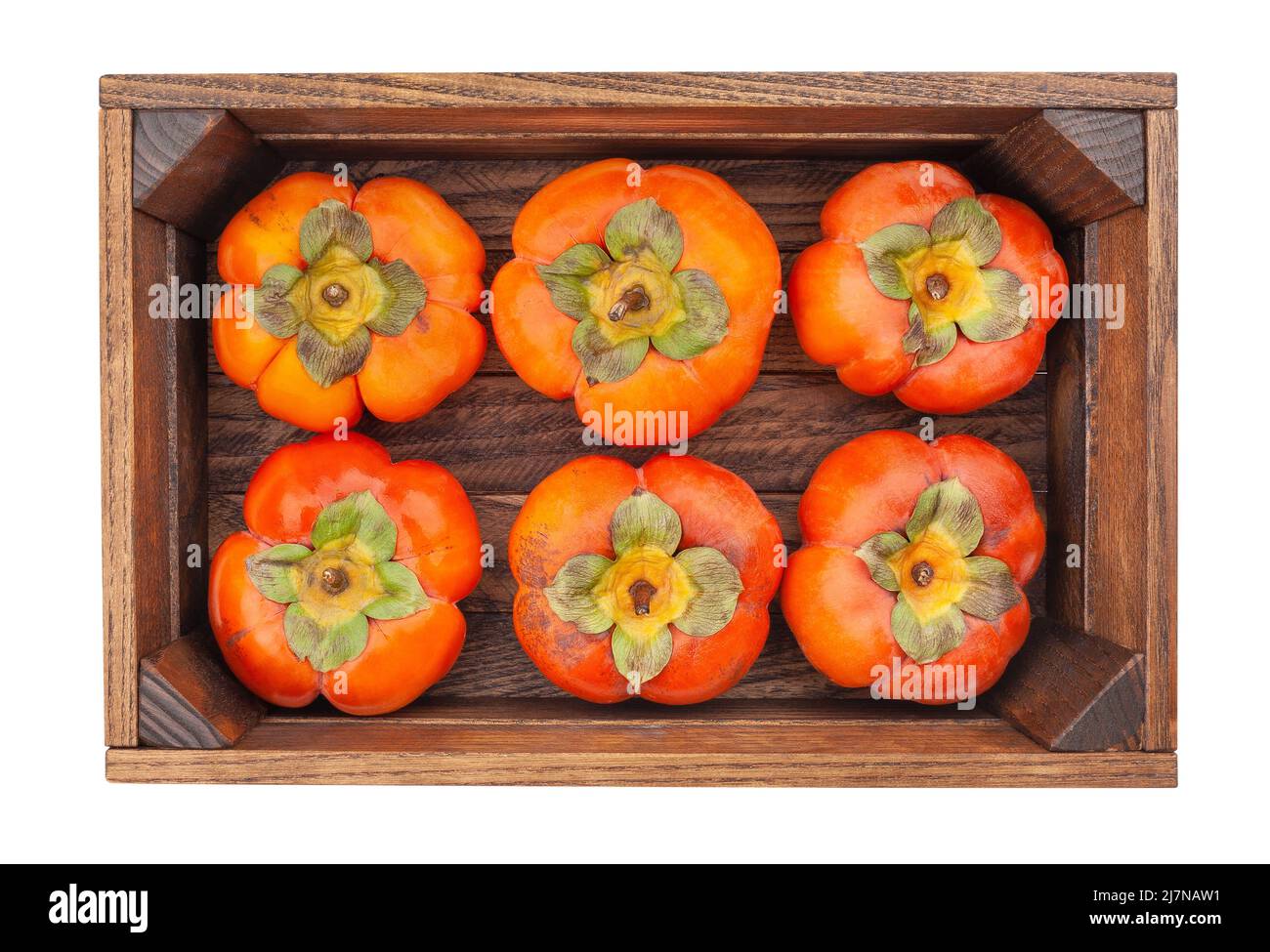 persimmon in box path isolato su bianco Foto Stock