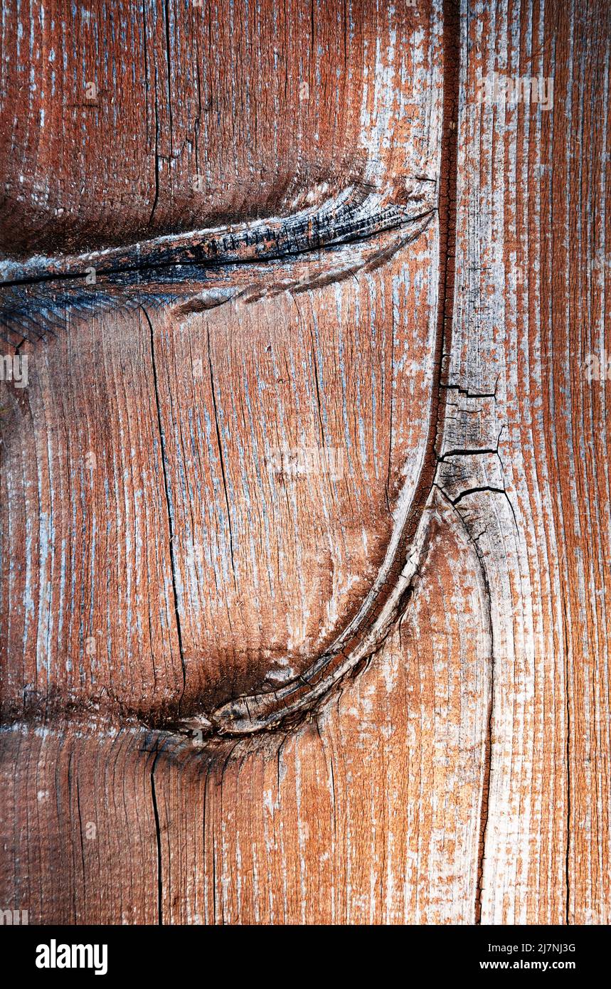 astratto dettaglio retrò della struttura di una lastra di legno marrone Foto Stock