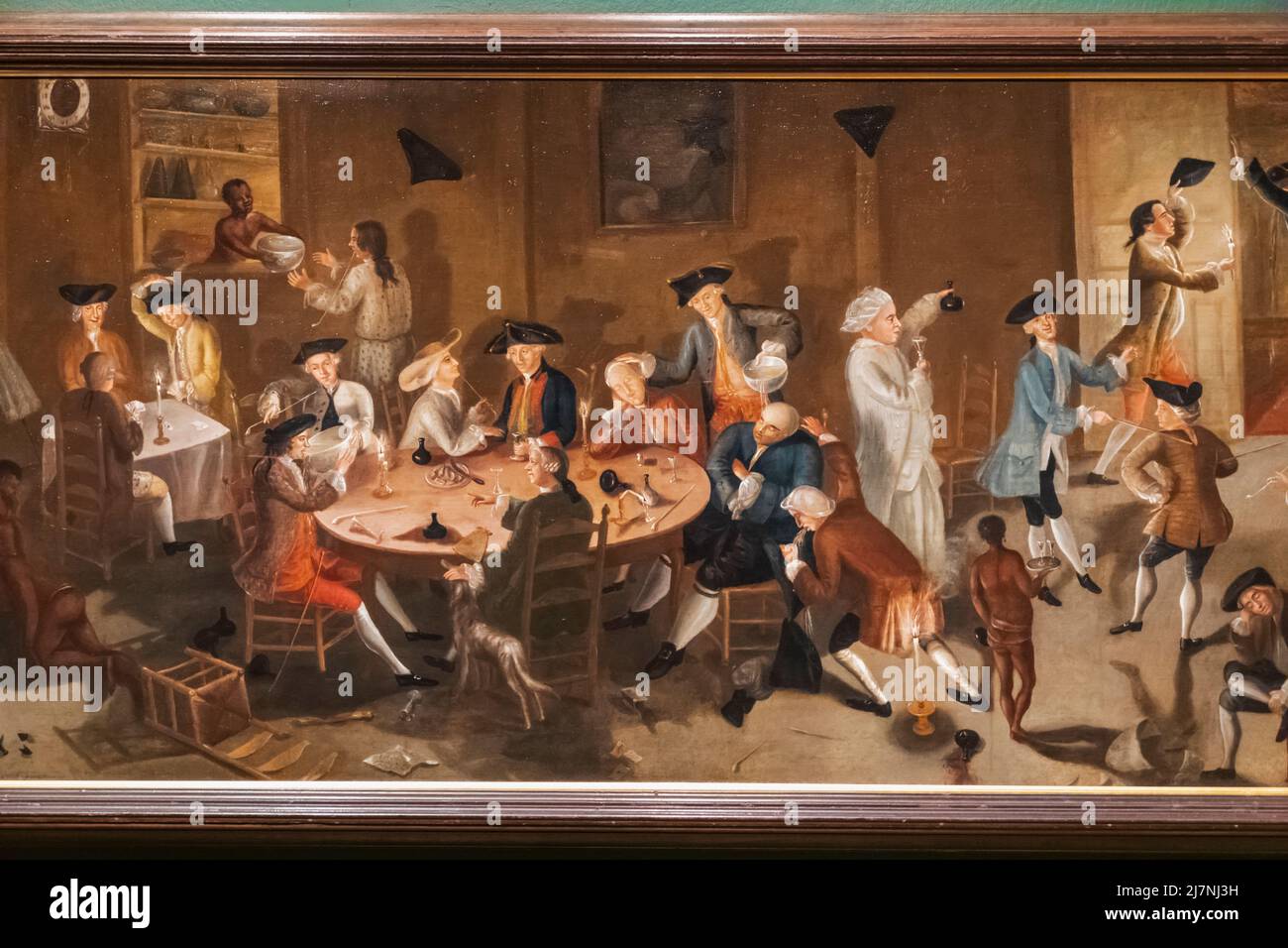 Dipinto intitolato 'SEA Captains carousing in Surinam' dell'artista americano John Greenwood del 1752 Foto Stock