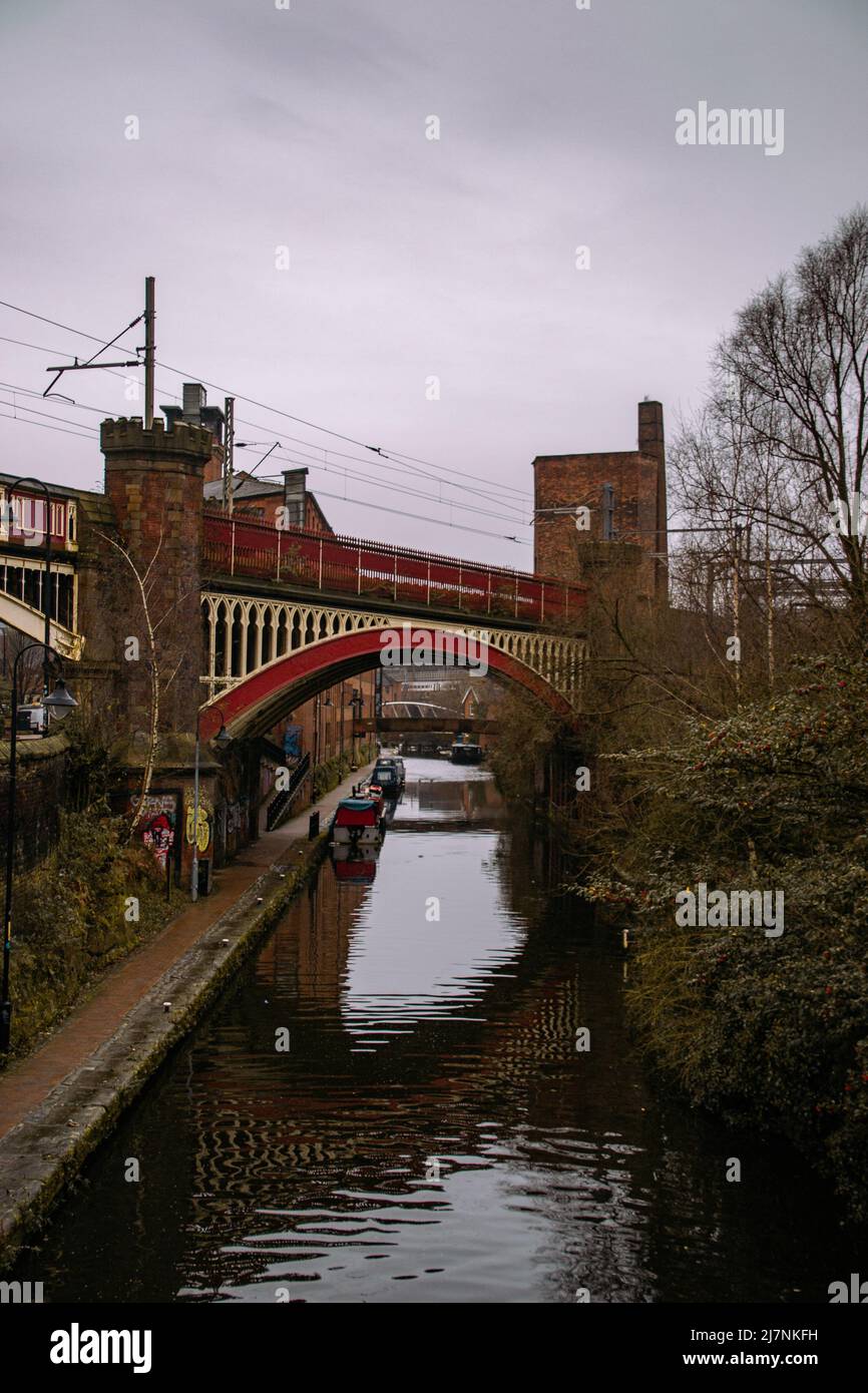Viadotto sul canale Bridgewater, Deansgate, Manchester, Greater Manchester, Regno Unito. Foto Stock
