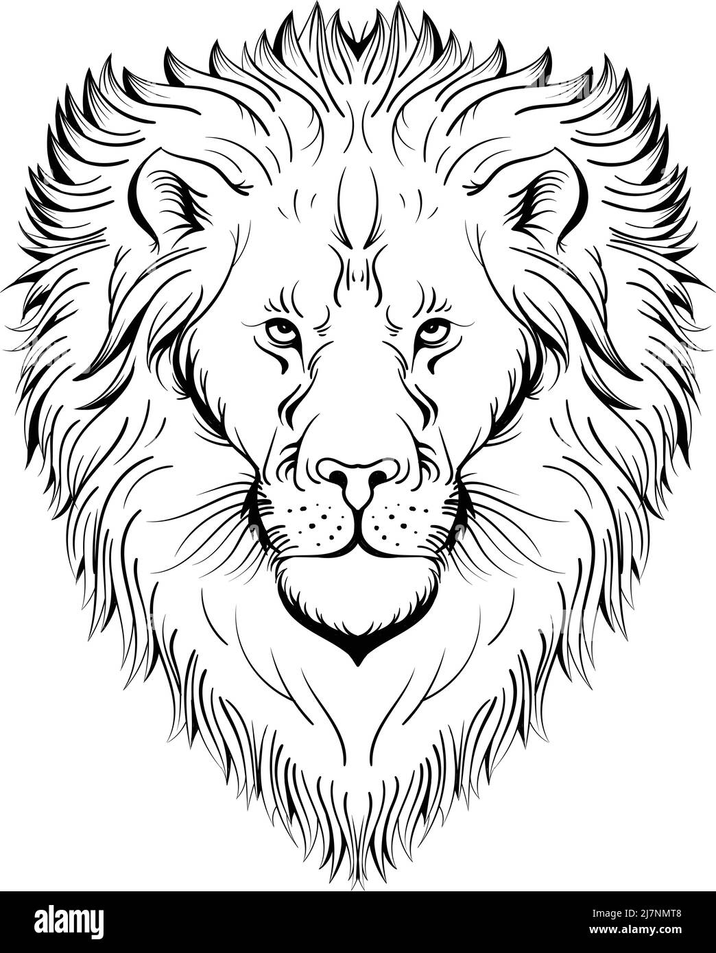 Il leone con logo Vector per tatuaggio o maglietta stampa o outwear. Sfondo leoni stile caccia. Questo disegno a mano sarebbe bello da fare sul bl Illustrazione Vettoriale