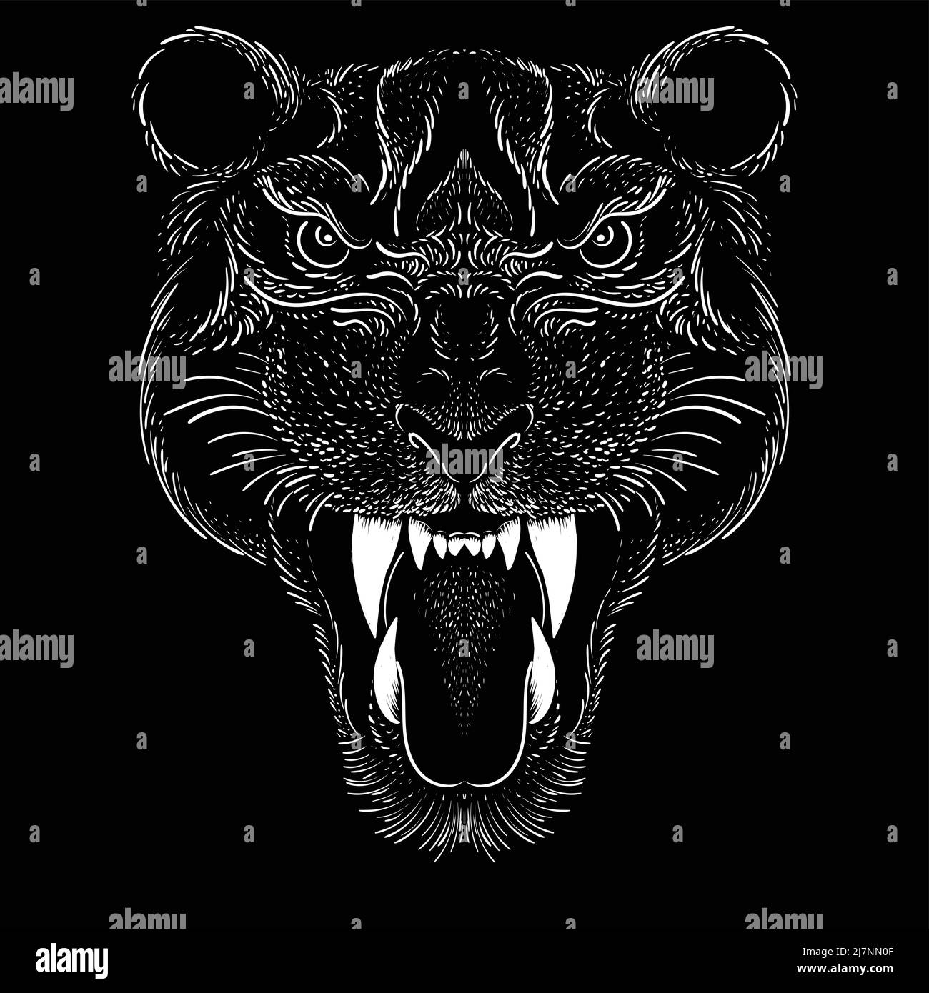Il leone con logo Vector per tatuaggio o maglietta stampa o outwear. Sfondo leoni stile caccia. Questo disegno a mano sarebbe bello da fare sul bl Illustrazione Vettoriale