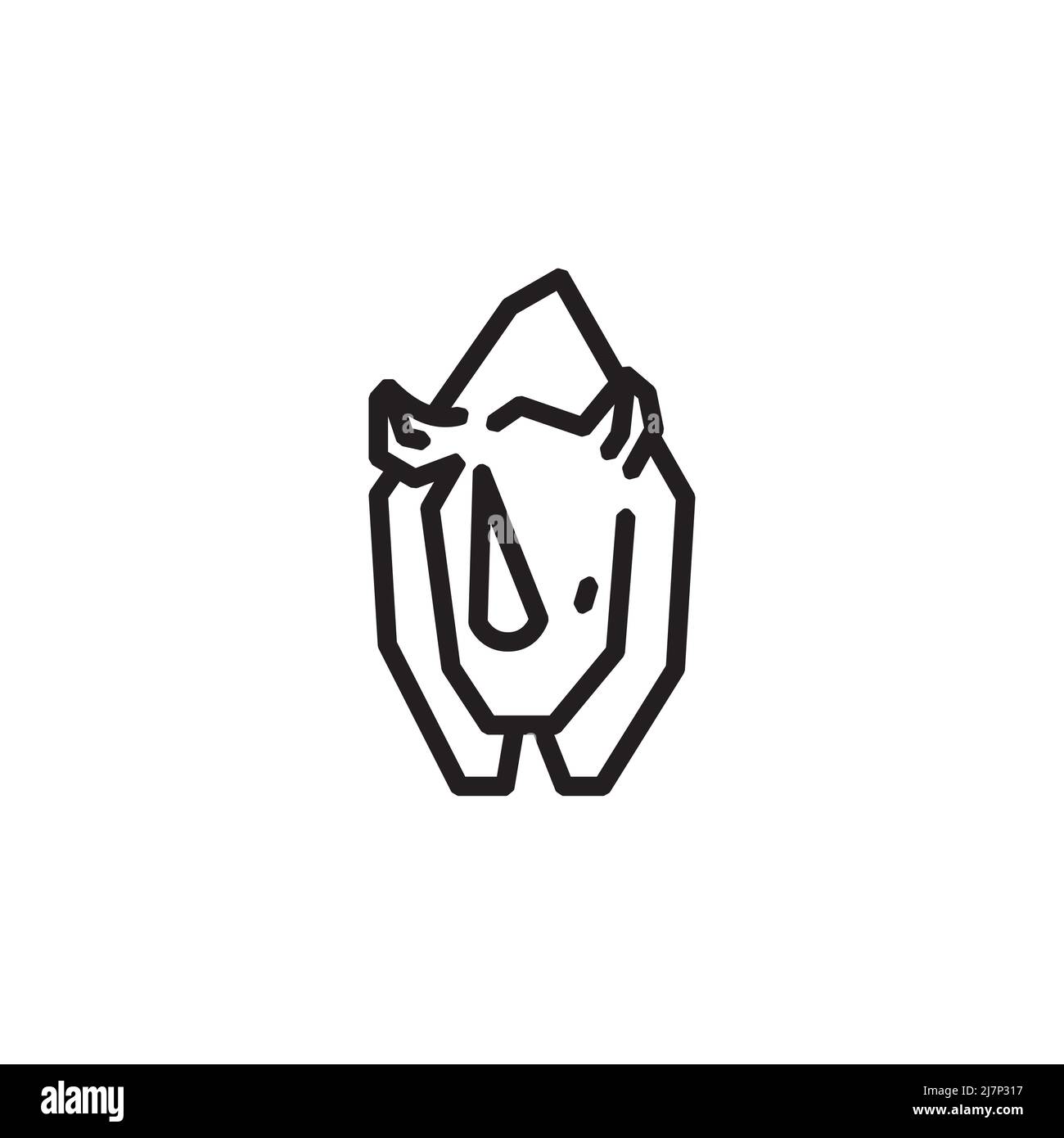 Lettera R Rhino logo vettore monolinea Foto Stock
