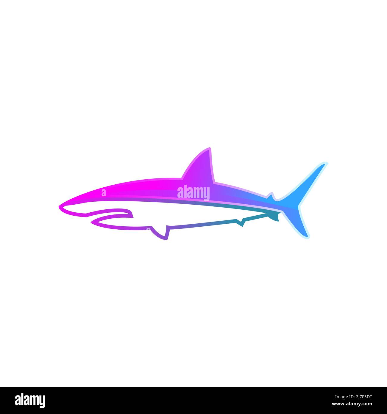 Logo Shark a colori su sfondo bianco Foto Stock