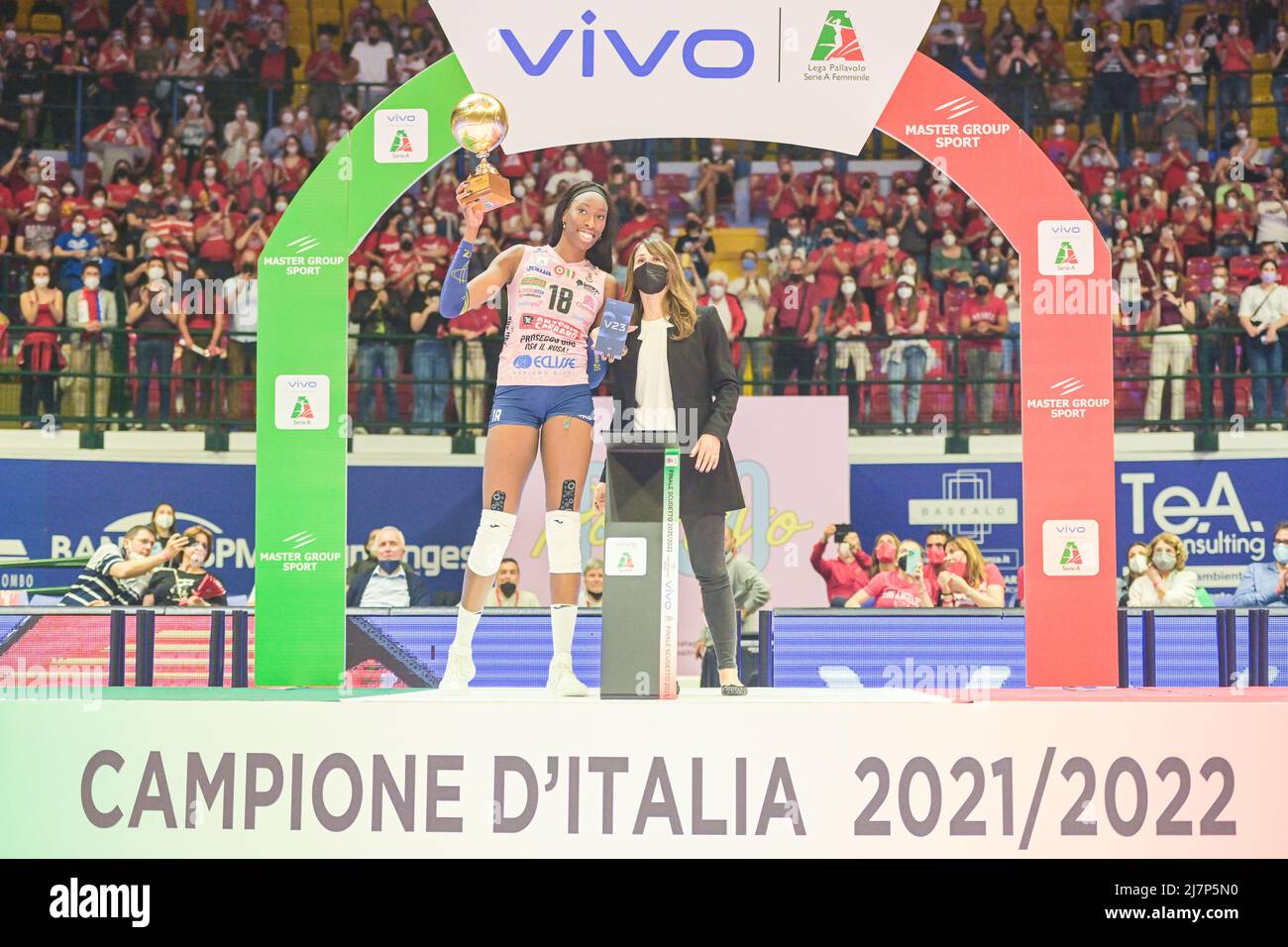 Arena di Monza, Monza, Italia, 10 maggio 2022, Imoco Volley Conegliano campione d'Italia di pallavolo Serie A Donna - Egonu Paola MVP durante la Gioca Off - vero Volley Monza vs Prosecco Doc Imoco Volley Conegliano - Pallavolo Serie Italiana A1 Donne match Foto Stock