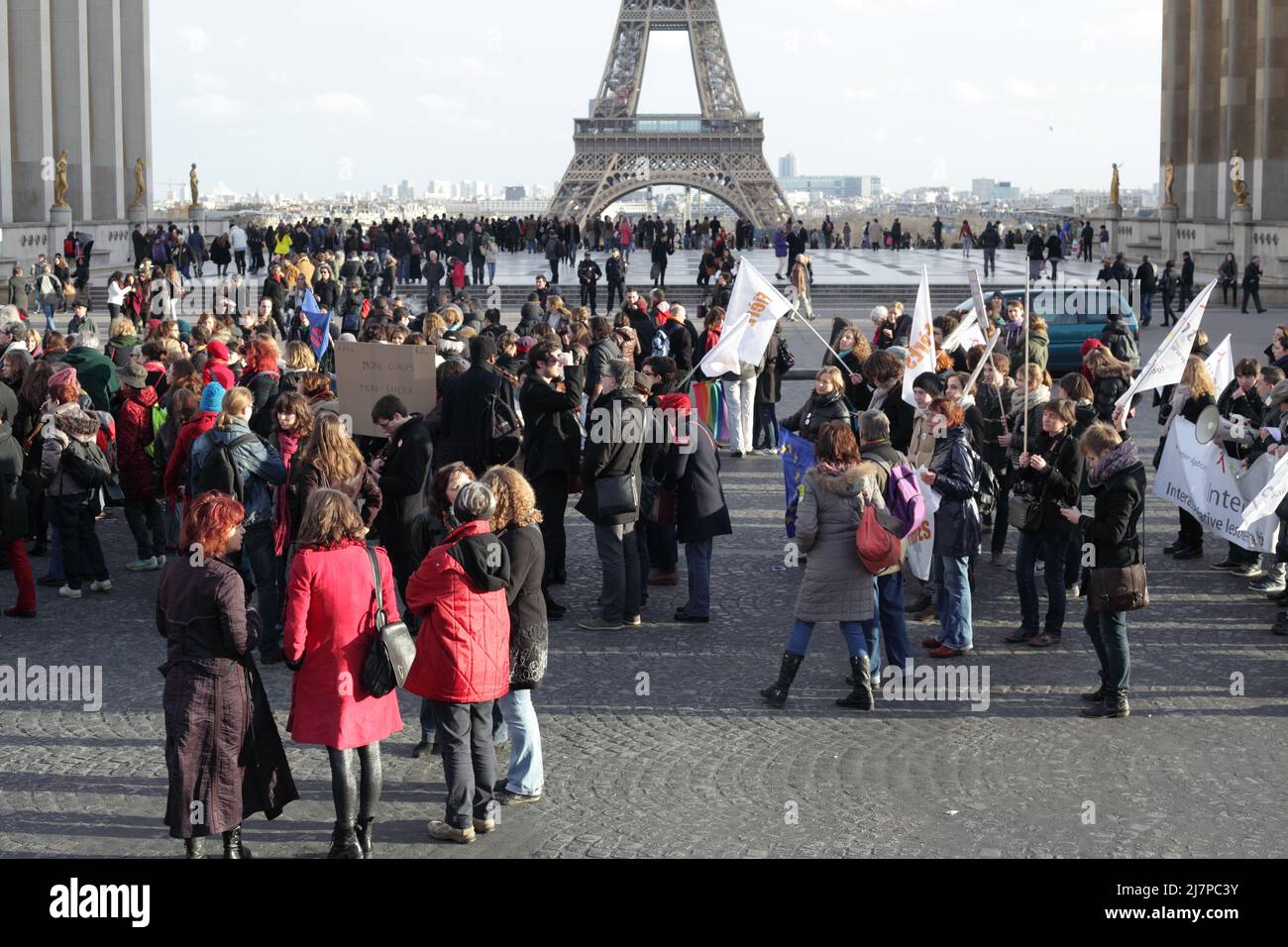 Parigi : manifestation contre le projet de loi anti-avortement en Espagne 01er février 2014. Foto Stock