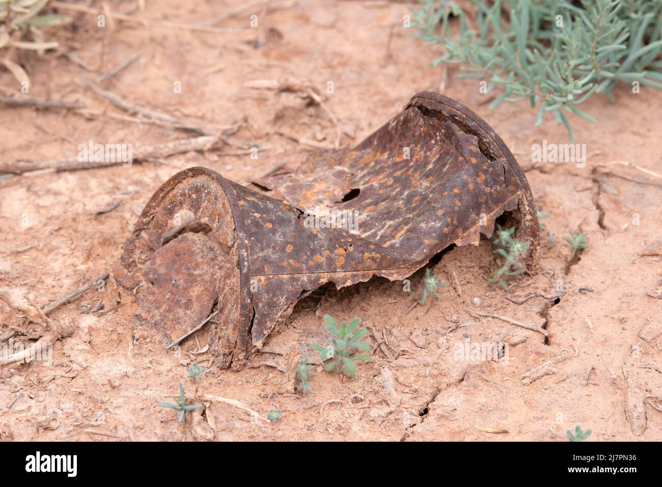 I rifiuti possono arrugginire nel deserto, il Canyonlands National Park, Utah. Foto Stock