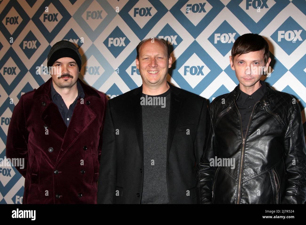 LOS ANGELES - JAN 13: Jim Jefferies, Dan Bakkedahl, DJ Qualls al FOX TCA Winter 2014 Party al Langham Huntington Hotel il 13 gennaio 2014 a Pasadena, California Foto Stock