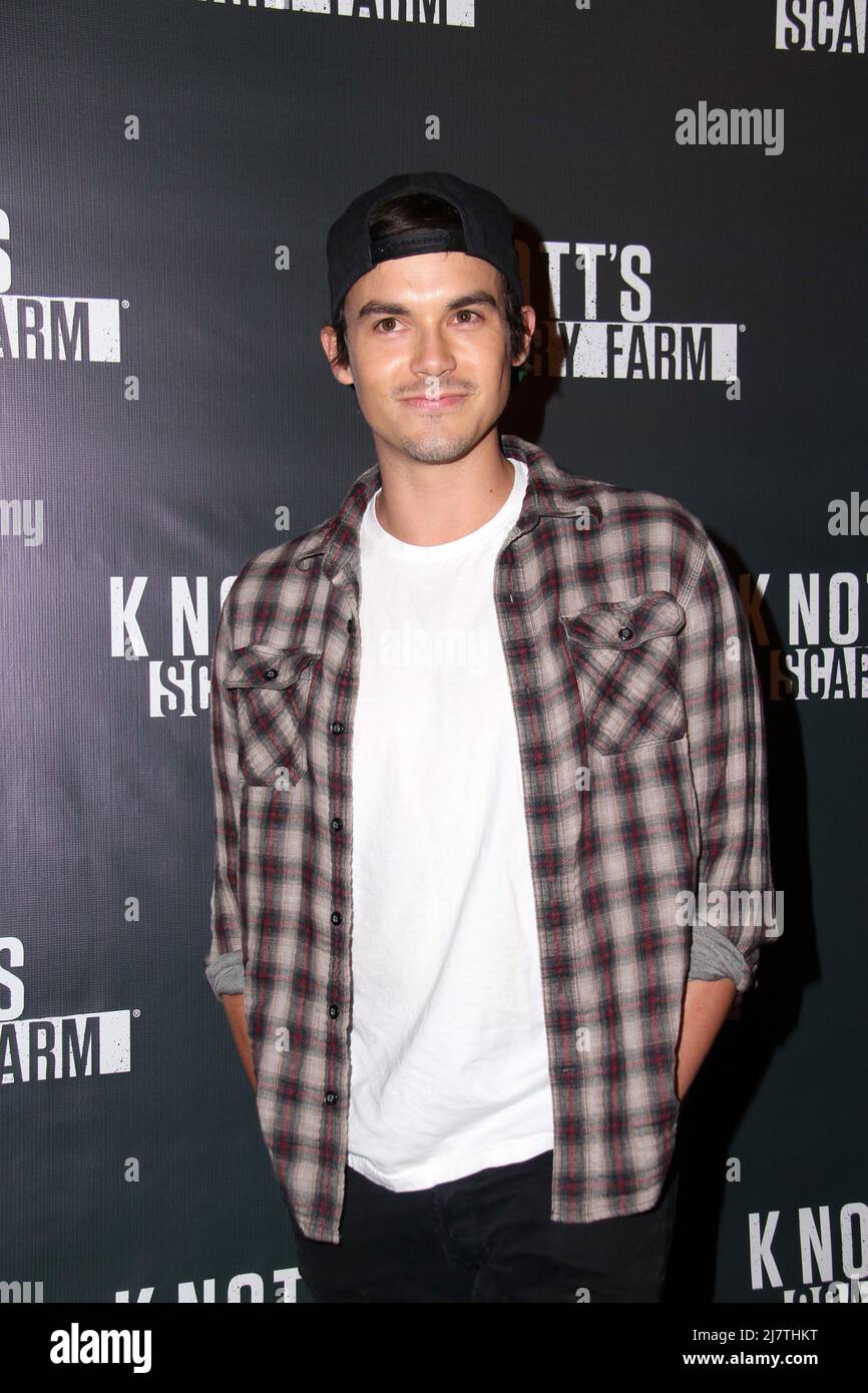 LOS ANGELES - Oct 3: Tyler Blackburn al Knott's Scary Farm Celebrity VIP Opening at Knott's Berry Farm il 3 ottobre 2014 a Buena Park, California Foto Stock