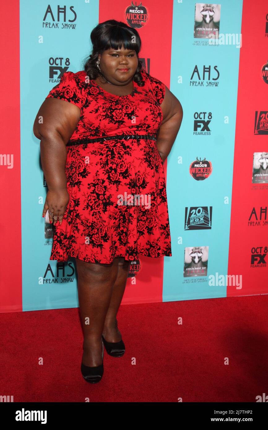 LOS ANGELES - Oct 5: Gabourey Sidibe al "American Horror Story: Freak Show" Premiere Event al TCL Chinese Theatre il 5 ottobre 2014 a Los Angeles, California Foto Stock