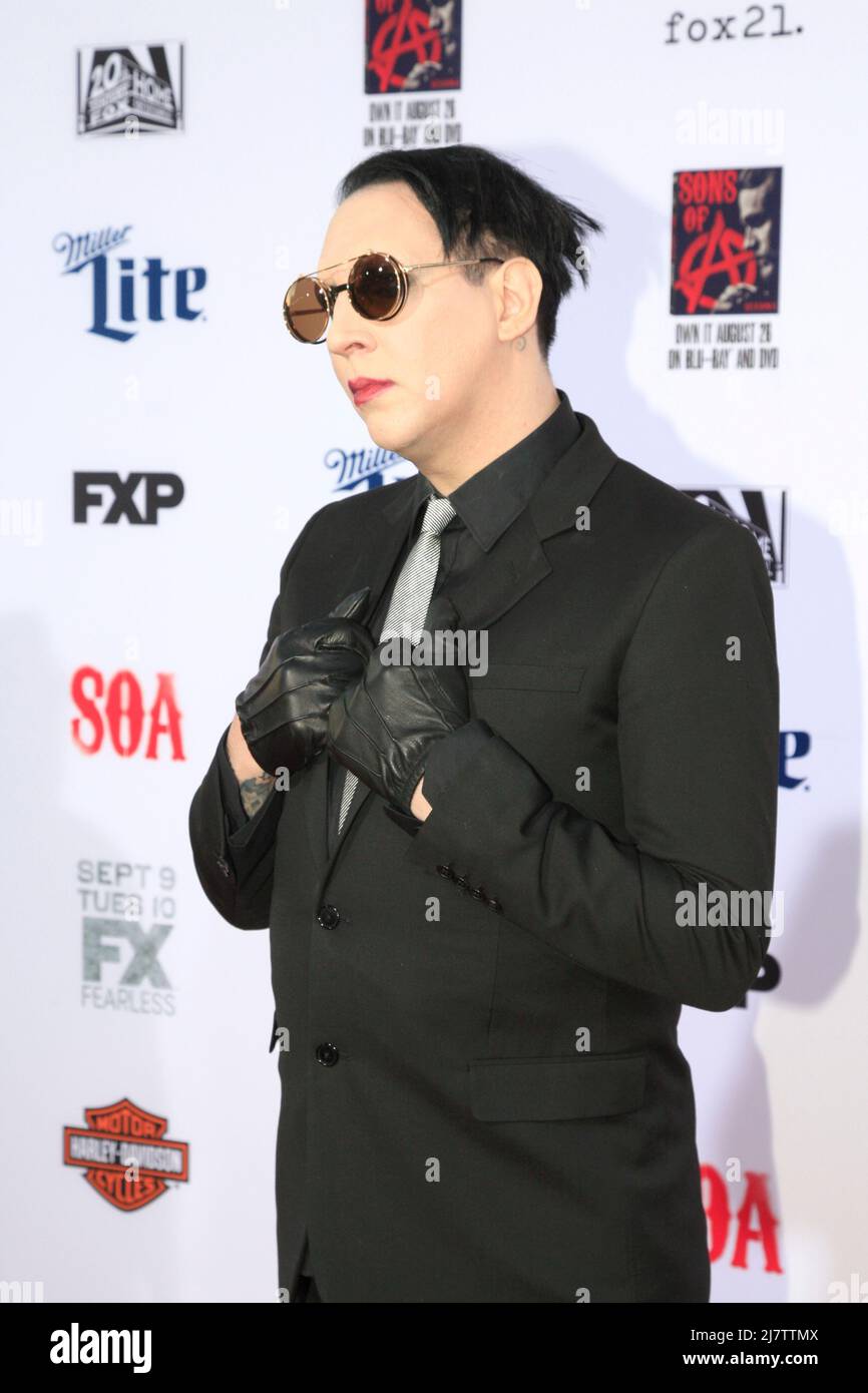 LOS ANGELES - SET 6: Marilyn Manson al 'Sons of Anarchy' Premiere Screening al TCL Chinese Theatre il 6 settembre 2014 a Los Angeles, CA Foto Stock