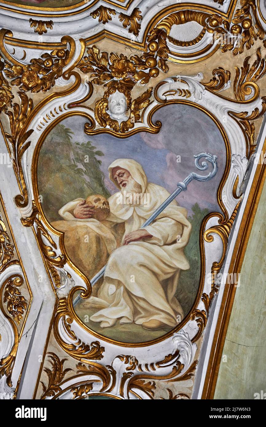 San Romualdo - affianco - Giulio Quaglio - 1713 - S.Paolo d'Argon (BG) ,Italia,chiesa della Conversione di San Paolo Foto Stock