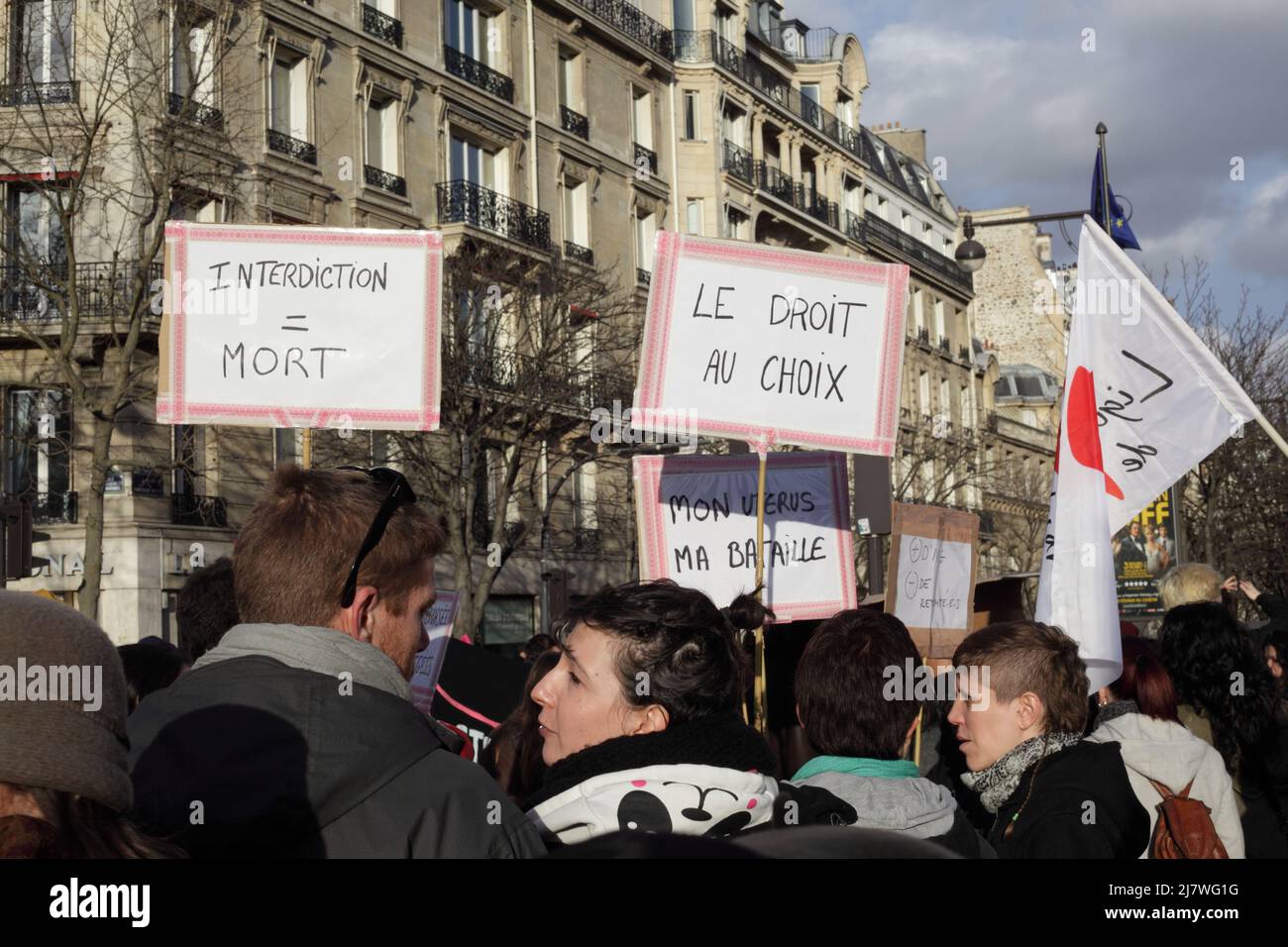 Parigi : manifestation contre le projet de loi anti-avortement en Espagne 01er février 2014 Foto Stock