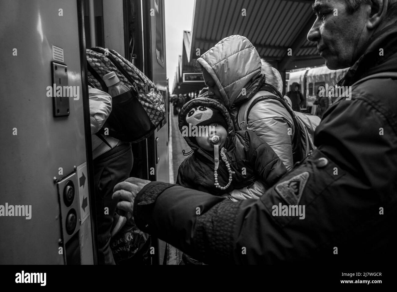 Michael Bunel / le Pictorium - rifugiati al confine polacco-ucraino in seguito all'invasione dell'Ucraina da parte dell'esercito russo - 4/3/2022 - Polonia / Foto Stock