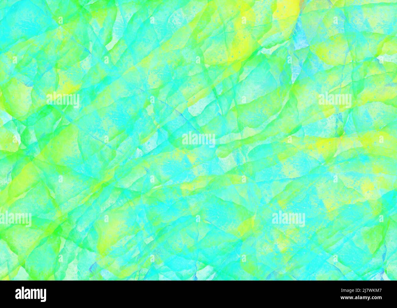 Astratto arte sfondo chiaro blu e verde colori. Pittura ad acquerello su tela con macchie turchesi sfumate e pennellate. Foto Stock