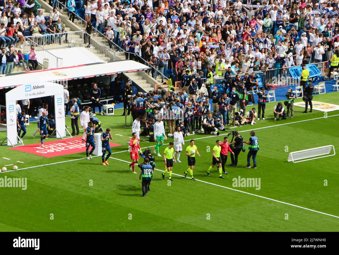 Marcelo guida il pre match Real Madrid contro Espanyol decidendo il gioco per il Real Madrid di diventare campioni della Lega per la stagione 35th-2022/23 Foto Stock