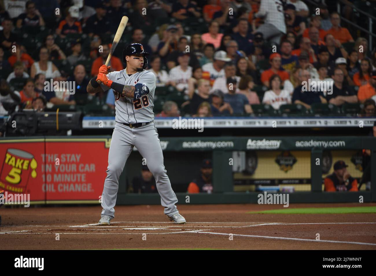 La partita MLB tra gli Houston Astros e i Detroit Tigers giovedì 6 maggio 2022 al Minute Maid Park di Houston, Texas. Gli Astros sconfissero il Tig Foto Stock